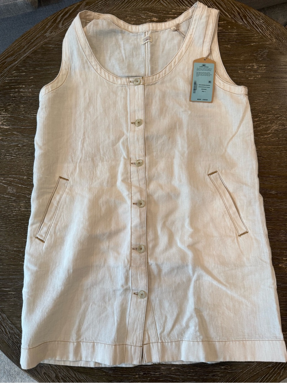 Faherty Light Beige Button-Front Mini Dress